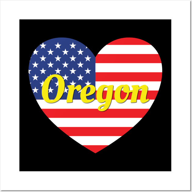 Oregon American Flag Heart Wall Art by DPattonPD